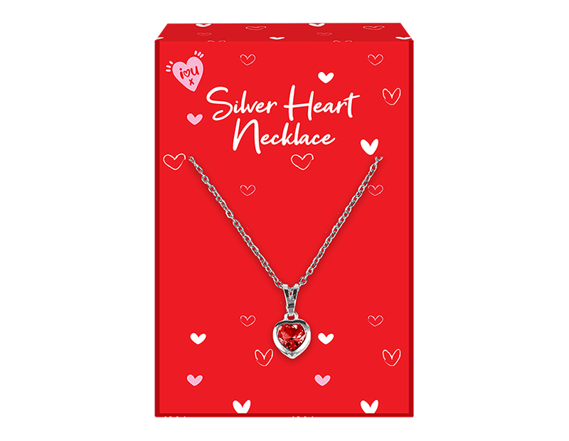 Valentines Day Silver Heart Necklaces - Assorted Love Jewelry Set