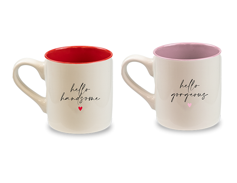 Assorted Valentines Hello Ceramic Mugs - Unique Home Decor Gift Ideas