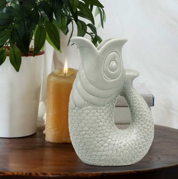 Green Fish Jug Vase 20cm - Elegant Home Garden Decoration