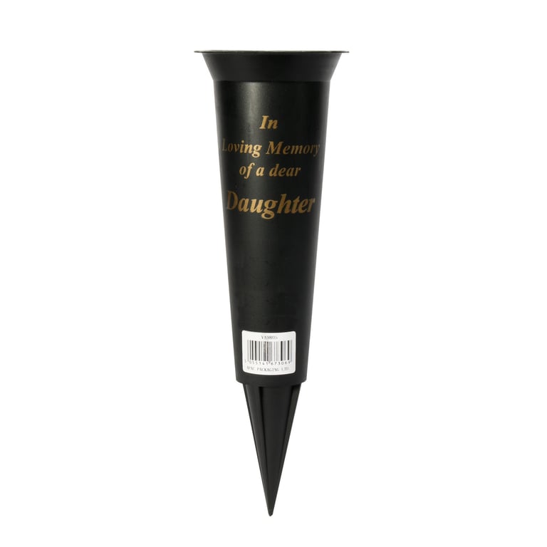 Black Daughter Grave Vase - 23cm Memorial Ornament for Home Cemetery Decor