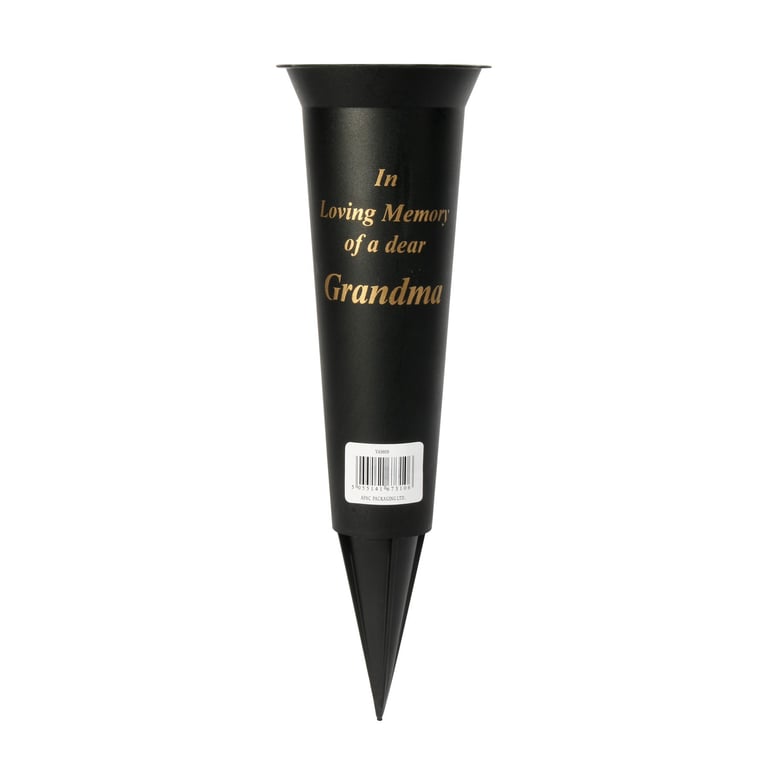 Black Grandma Grave Vase 23cm - Elegant Home Decor for Cemetery Memorials and Mourning Ceremonies