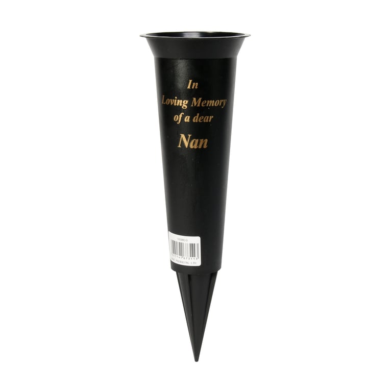 Black 23cm Ceramic Grave Vase - Memorial Funeral Urn Home Cremation Vessel