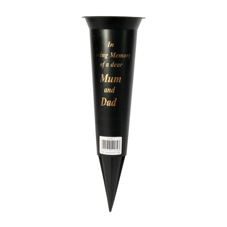 Black Spike Mum & Dad Grave Vase 23cm - Outdoor Cemetery Decoration for Home Garden