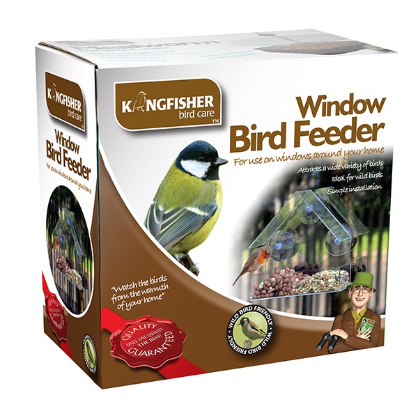 Kingfisher Window Bird Feeder - Durable Outdoor Garden Bird Feeding Station with Clear Viewing Area for Bird Watching