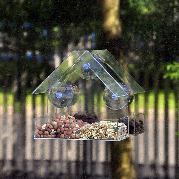 Kingfisher Window Bird Feeder - Durable Outdoor Garden Bird Feeding Station with Clear Viewing Area for Bird Watching