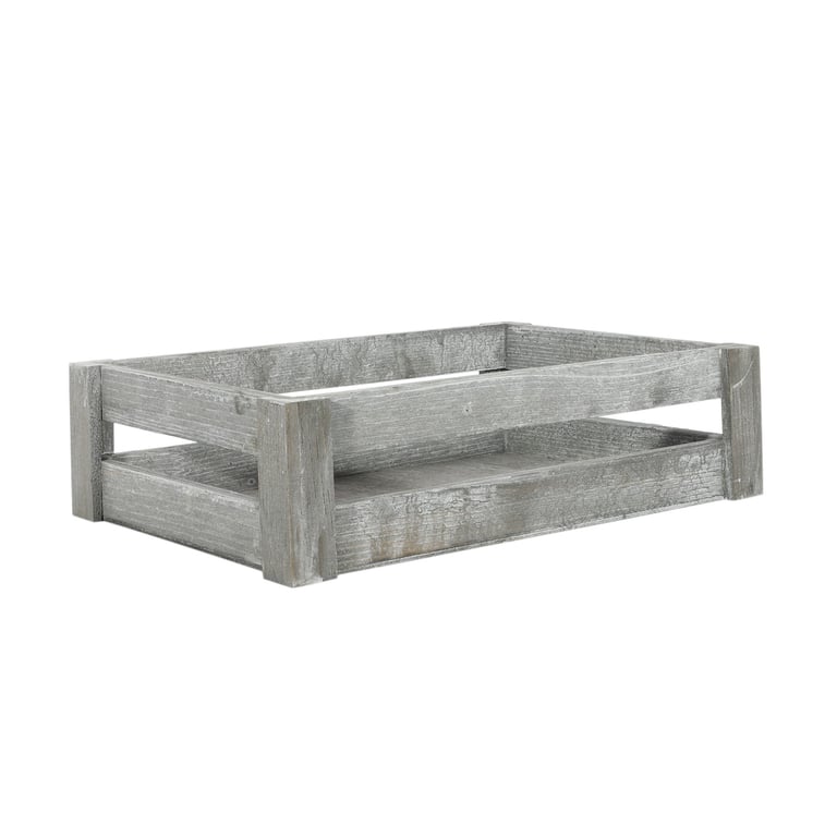 Grey Wooden Crate - Rustic Home Storage Solution for Small Items