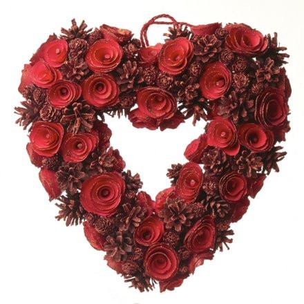 Red Open Heart Wreath 35cm - Festive Home Decor for Valentine s Day and Beyond