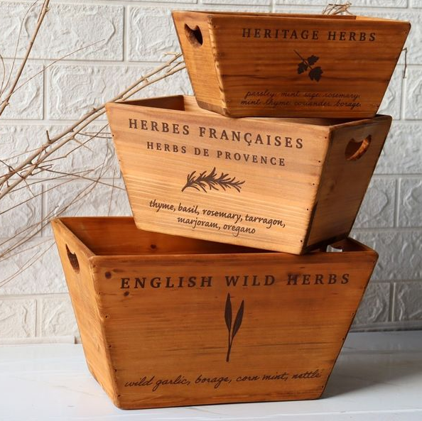 Heritage Herb Crates - Set of 3 Reusable Planters for Organic Gardening and Green Living
