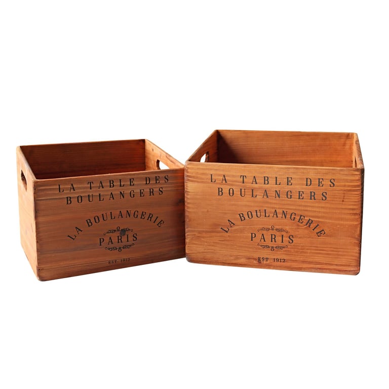 Boulangerie Crates - Set of 2 Sturdy Bakery Storage Crates with Lids for Food and Pastry Organization