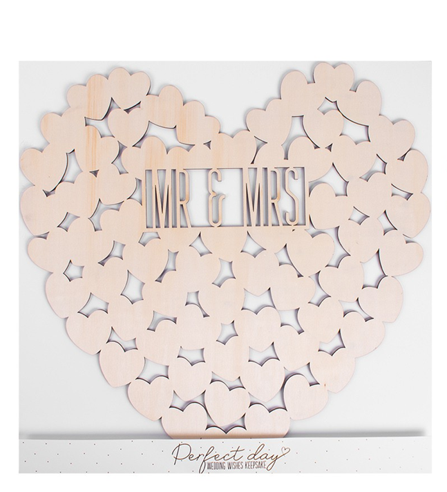 Wooden Keepsake Heart Guest Book - Personalized Wedding Guest Sign-In Journal