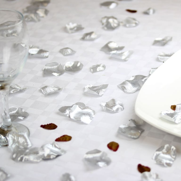 Metallic Silver Rose Petals - Elegant Home Decor Accents and Wedding Centerpieces