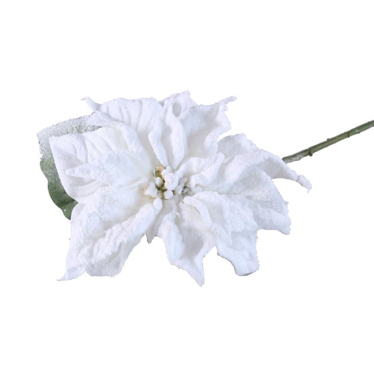 70cm White Single Poinsettia Plant - Holiday Decor