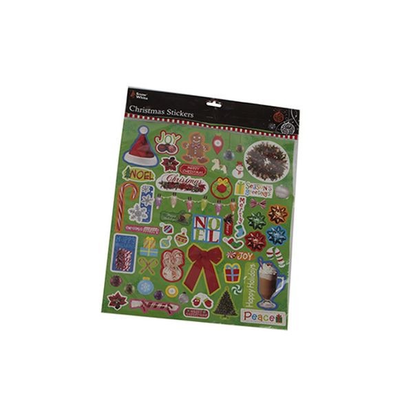 Christmas Design Sticker Sheet Type 1 - Holiday Decals in Opp Bag Packaging