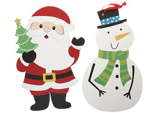Assorted Glitter Printed Christmas Door Hangers with H-tag - Festive Holiday Home Decor Ornaments