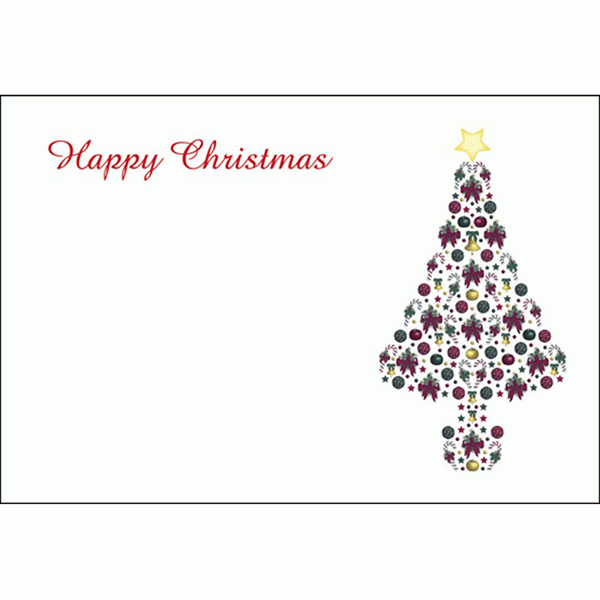 Christmas Message Card - Bauble Tree Holiday Greeting Card