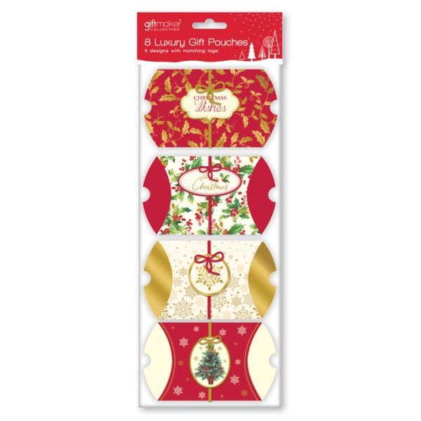 Traditional Christmas Accessory - 8 Mini Gift Pouches for Holiday Gift Storage and Stocking Stuffers