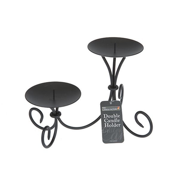 Metal Scroll Double Candle Holder - Elegant Home Decor with Hang Tag