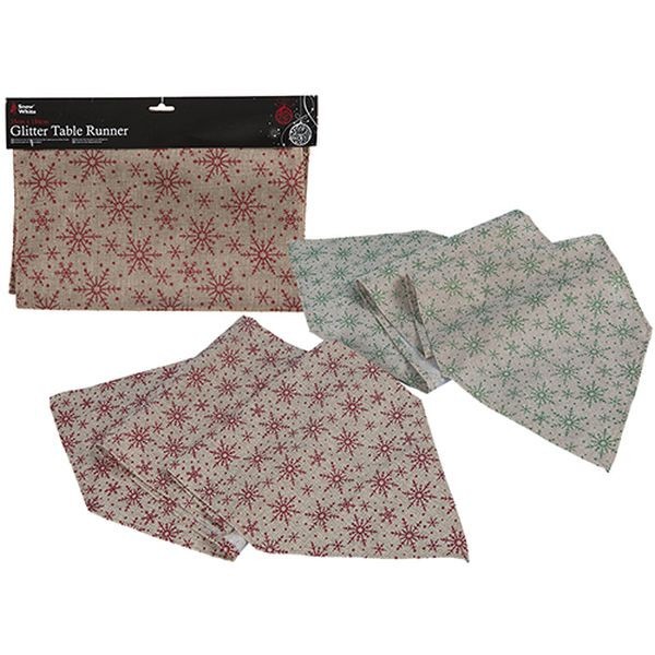184x35cm Jute Look Glitter Table Runner - 2 Colours, Durable Home Decor Accents