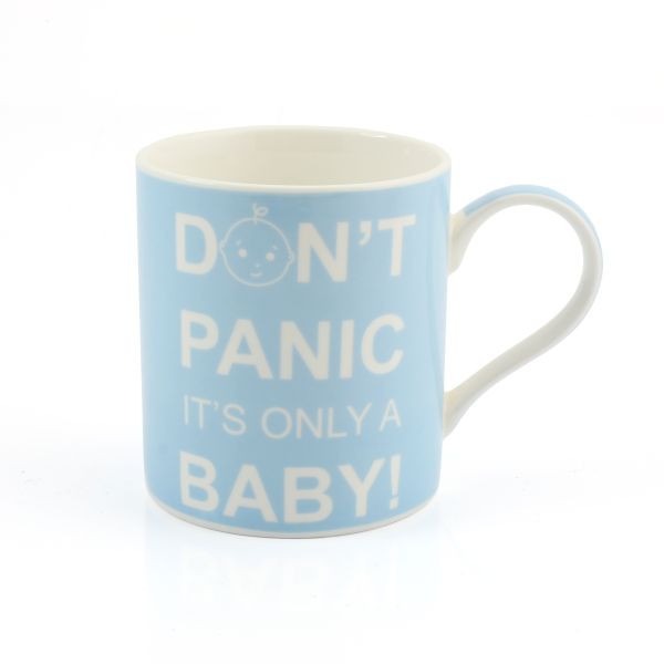Exclusive Don t Panic Mug - It s Only a Baby, Gift Box Included, Blue Home Decor