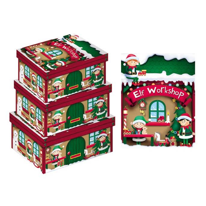 Elf Workshop Artisanal Multi-Use Gift Boxes (Set of 3)