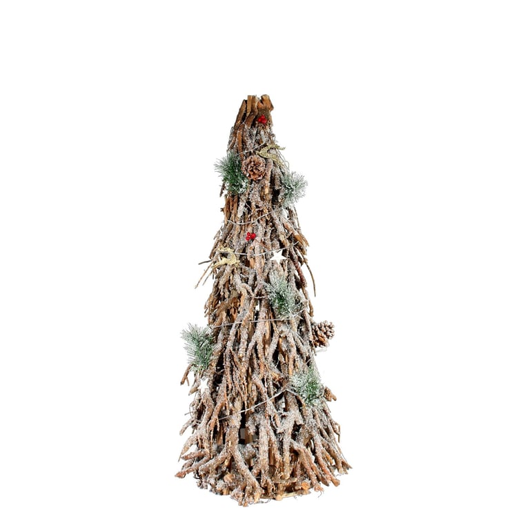 84cm Wooden Frosted Decorative Christmas Twig Tree with LED Lights