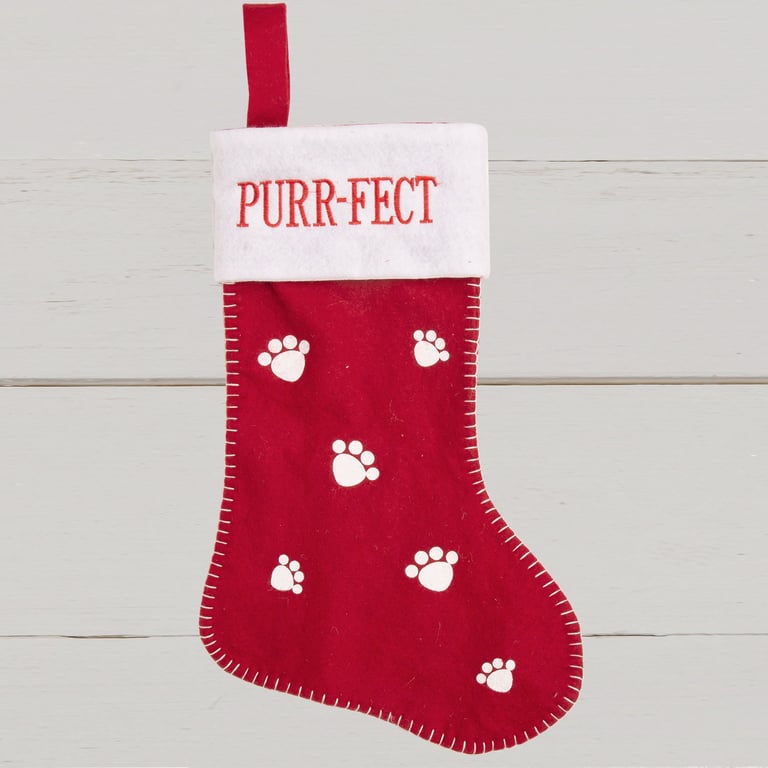 Red & White Cat Purfect Stocking - Festive Home Decor for Holiday Season