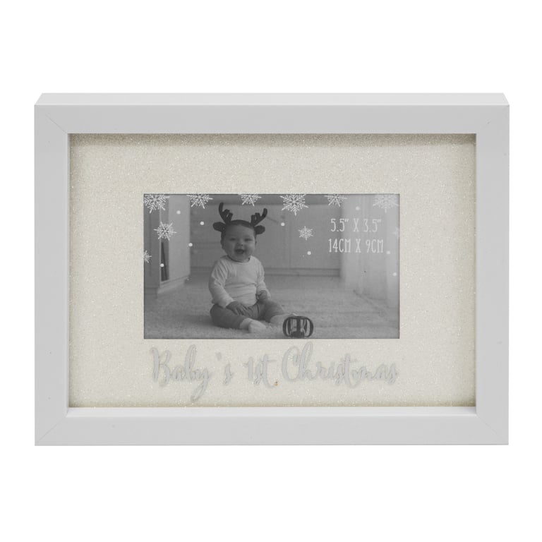Baby s First Christmas Glitter Frame - 5.5 x 3.5 Inch Photo Display for Home Decor