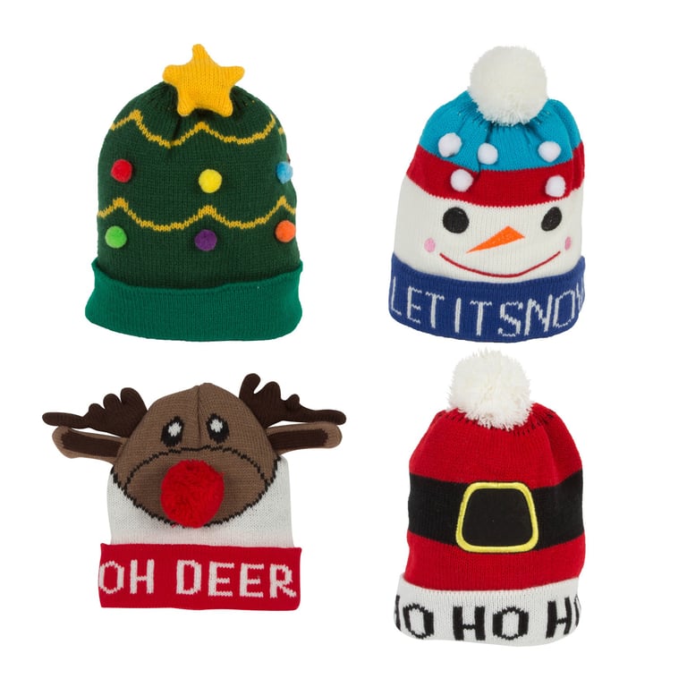 Assorted Knitted Child s Christmas Hats - Festive Holiday Headwear for Kids
