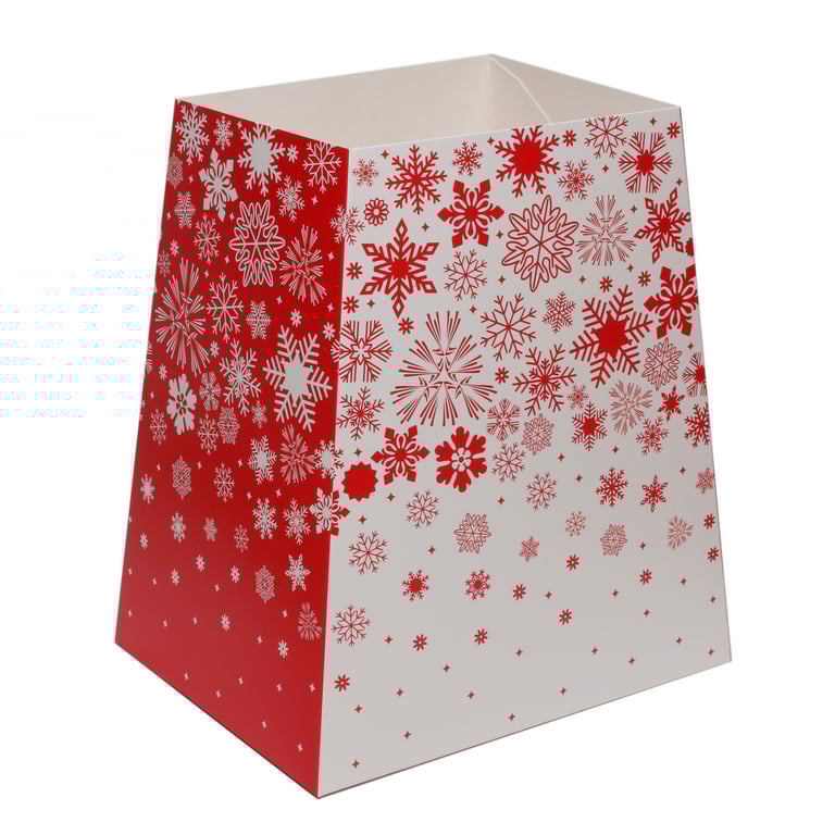 Red & White Snowflakes Gift Box - Christmas Holiday Home Decor Container