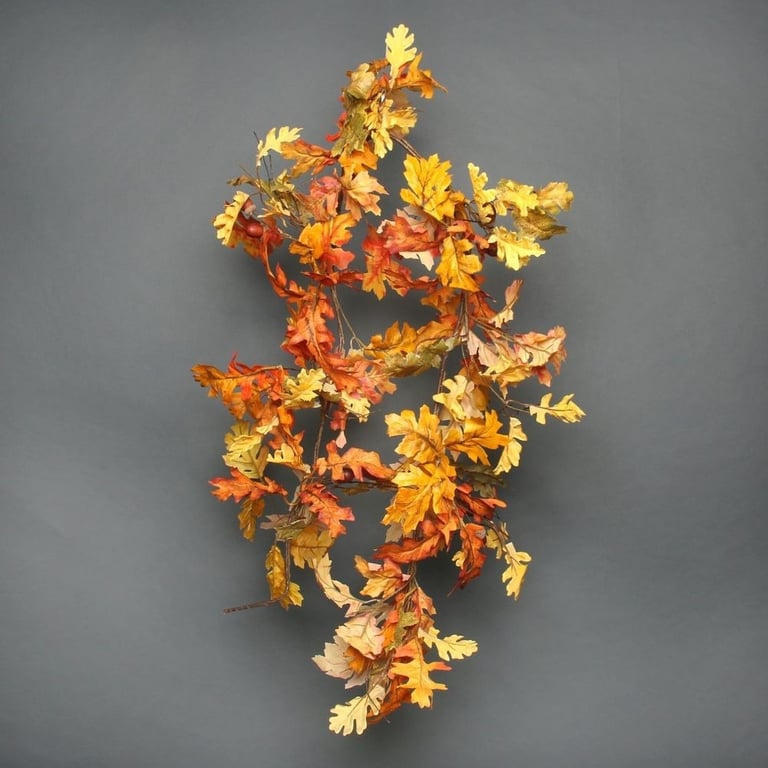 Autumnal Oak and Acorn Garland 150cm - Fall Home Decor Accent with Natural Oak and Acorns