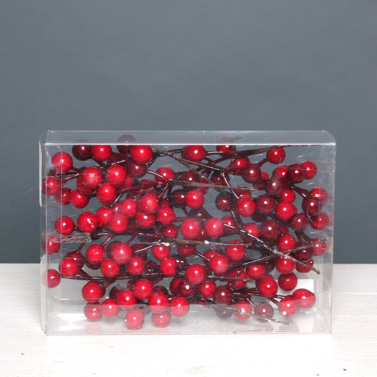 Large Deep Red Berries Spray (12 bunches) - Vibrant Home Decor Floral Sprays for Garden and Indoor Use