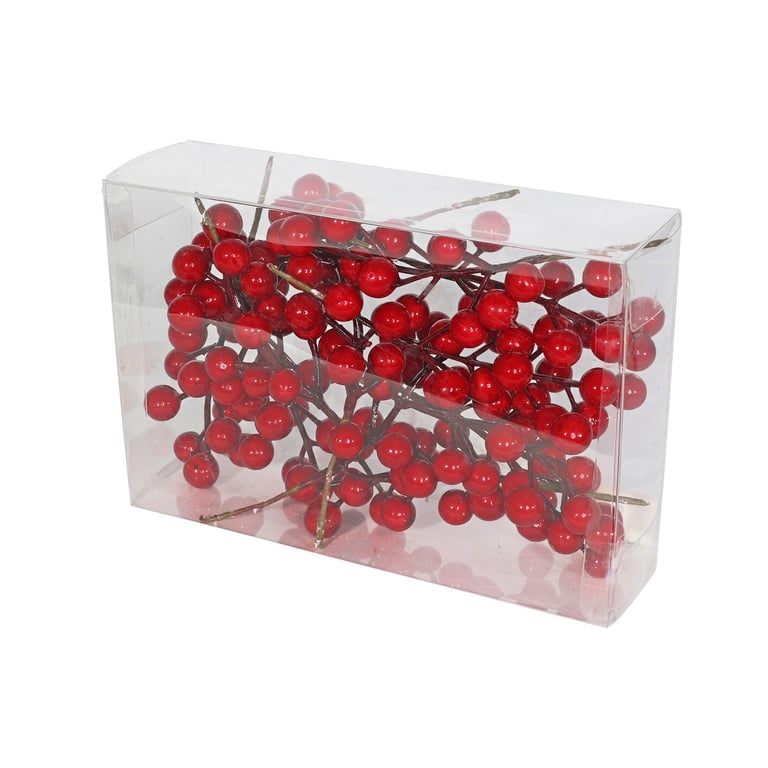 Large Bright Red Berries Home Decor Spray - 12 Bunches of Vibrant Garden Decoration
