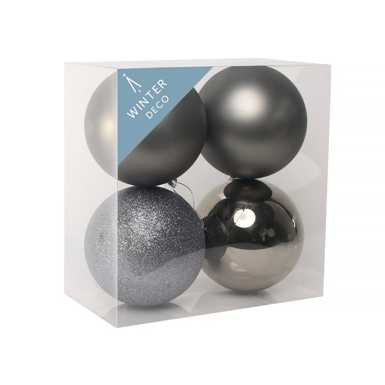 Pewter Shatterproof Decorative Babubles (Set of 4, 12cm)
