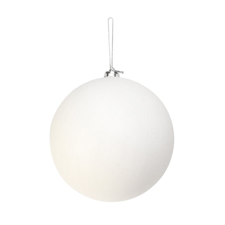 White Glitter Shatterproof Bauble, 20cm Home Decor Decoration for Holiday Season