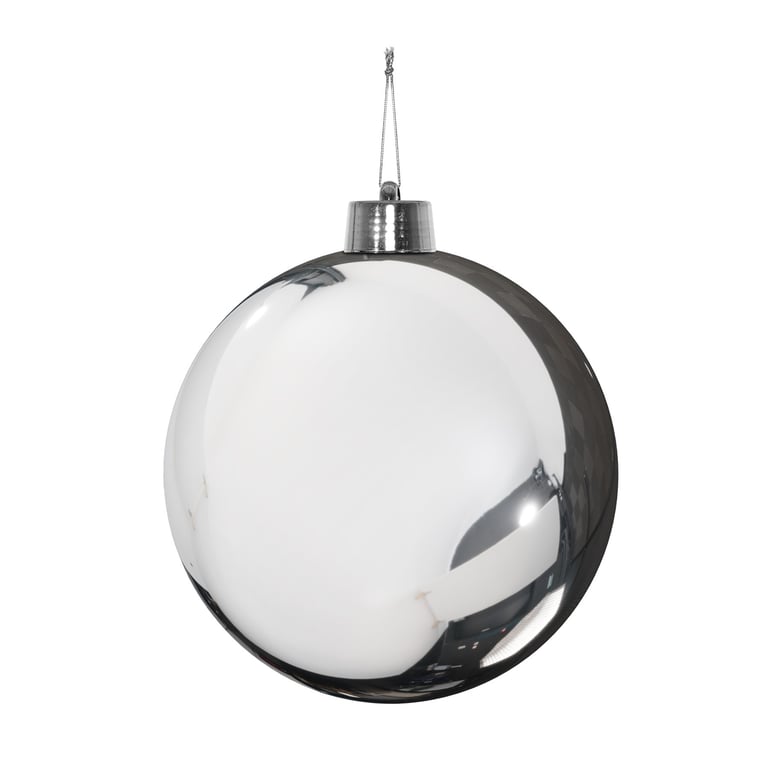 Silver Shiny Shatterproof Bauble - 25cm Clear Glass Home Decor Ornament