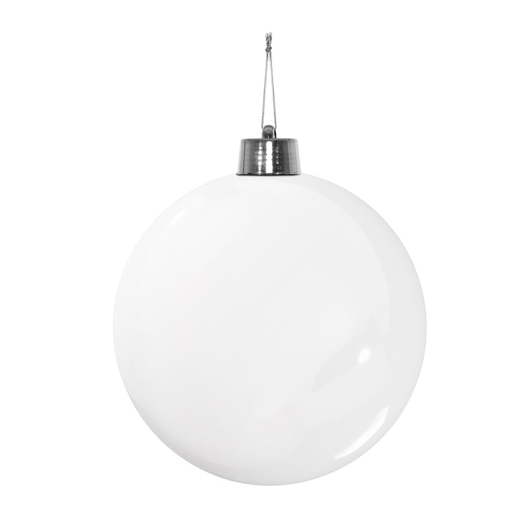 25cm White Shatterproof Shiny Bauble - Decorative Home Ornament for Festive Season