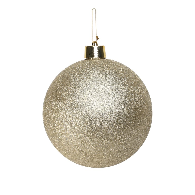 25cm Shatterproof Champagne Glitter Bauble - Elegant Holiday Decoration for Home Decor
