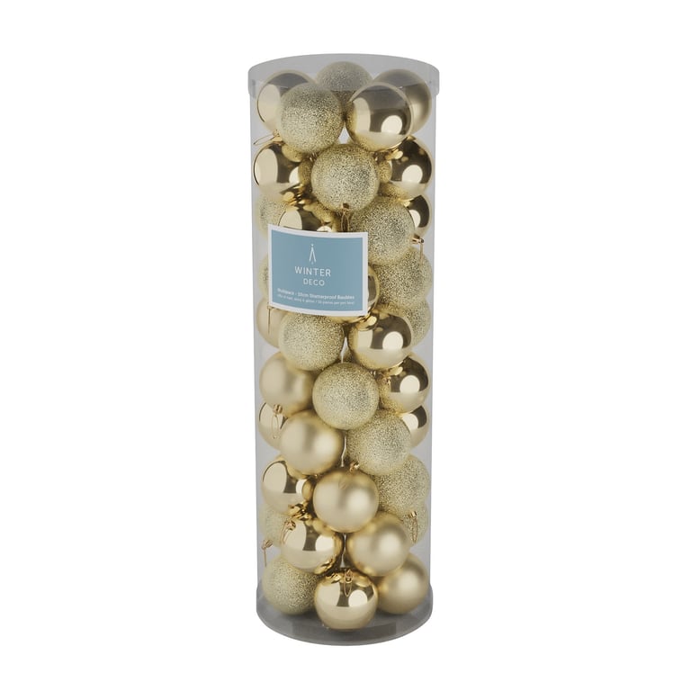 48 Champagne Baubles (10cm) - Festive Holiday Ornaments for Home Decor