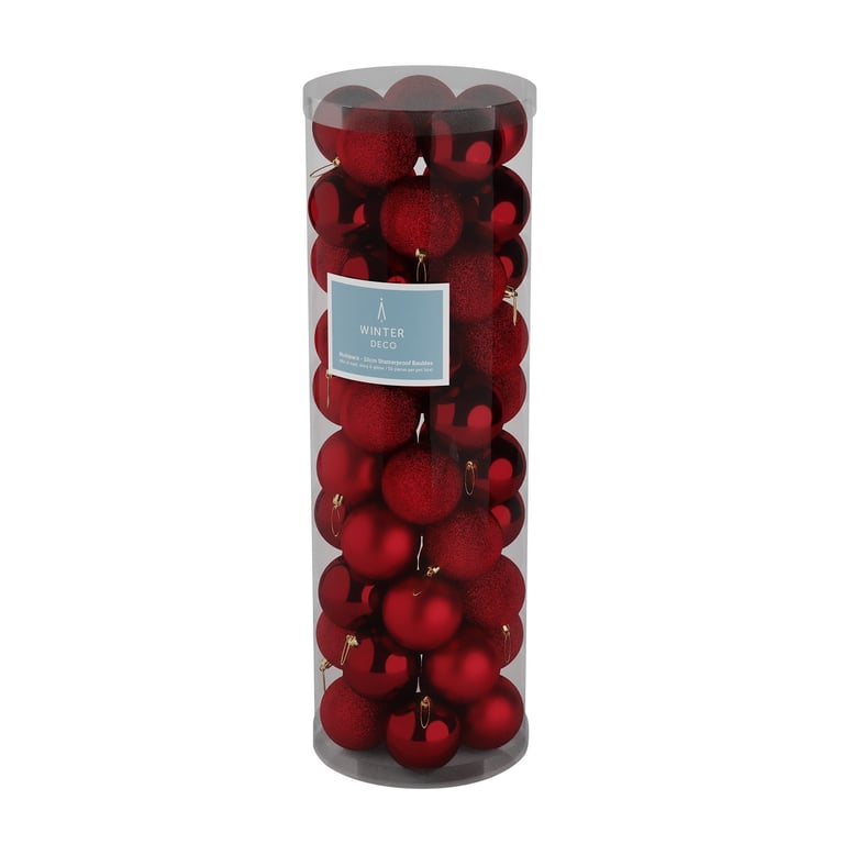 48 Burgundy Baubles (10cm) - Set of 48 Decorative Ornaments for Home & Garden, Christmas, and Holiday Parties