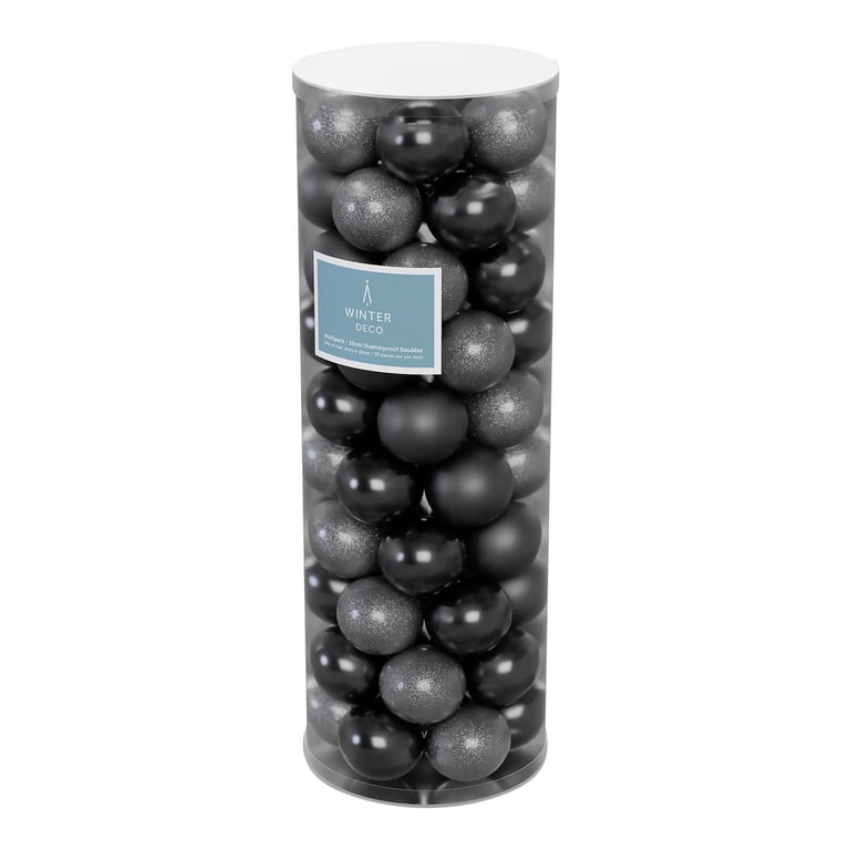 48 Pewter Baubles - 10cm Home Decor Ornaments for Holiday Season Decorations and Festive Accents