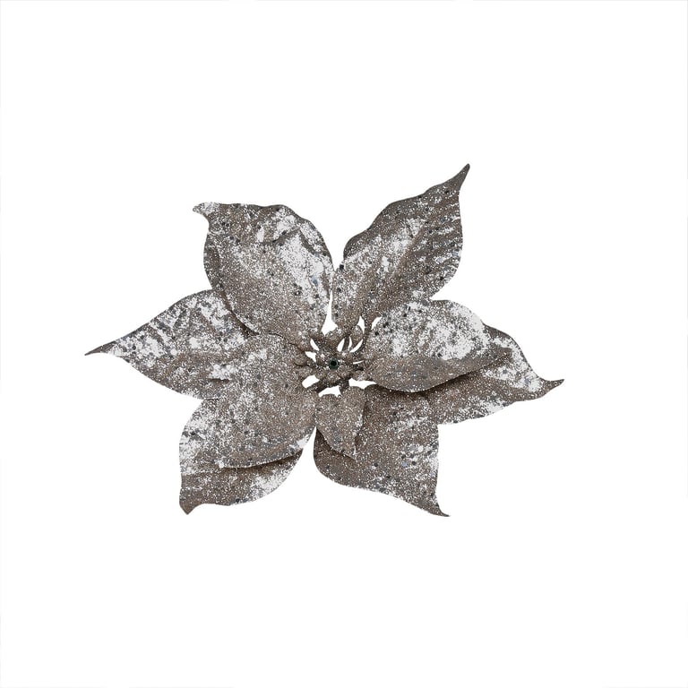 Champagne Glitter Poinsettia Pick - Festive Holiday Home Decor Centerpiece