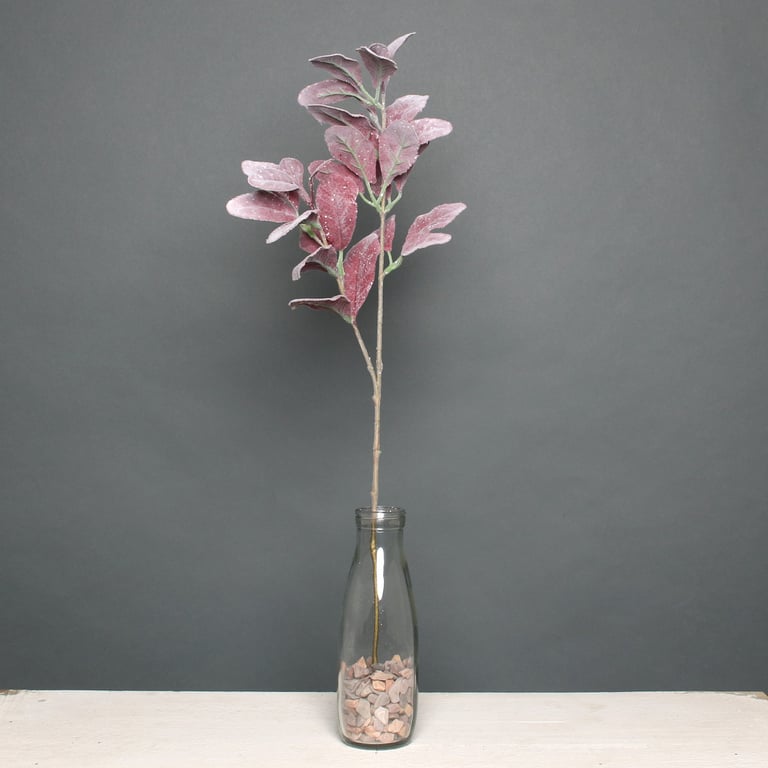 Large Burgundy Glitter Flocked Lambs Ear Stem - Elegant Home Decor Accent for Parties and Holidays