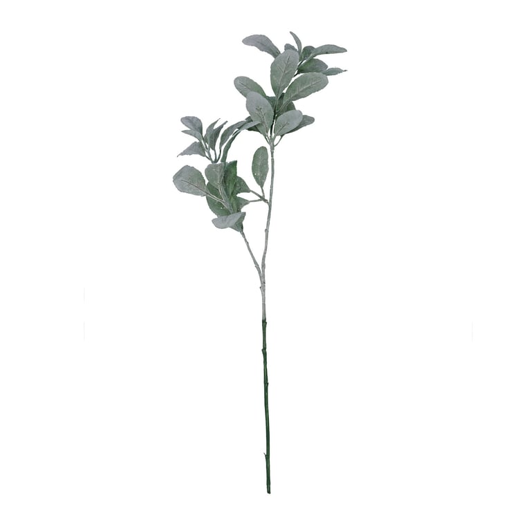 Large Green Glitter Flocked Lambs Ear Stem - Holiday Decor and Party Supplies