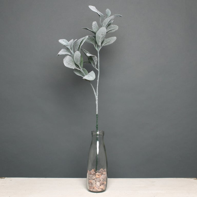 Large Green Glitter Flocked Lambs Ear Stem - Holiday Decor and Party Supplies