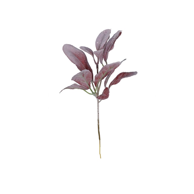 Burgundy Glitter Flocked Lambs Ear Stem - Elegant Home Decor and Party Supply