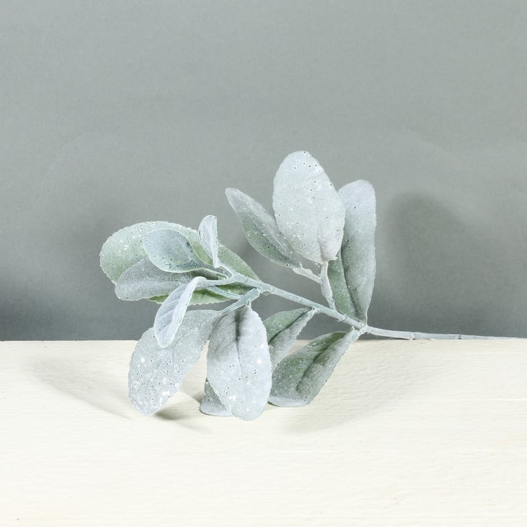 Green Glitter Flocked Lambs Ear Stem - Decorative Craft Supply for Home and Office Decoration