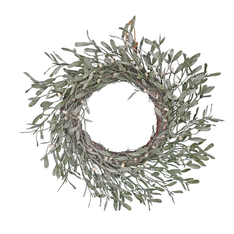 Frosted Mistletoe Wreath - Elegant Christmas Home Decor