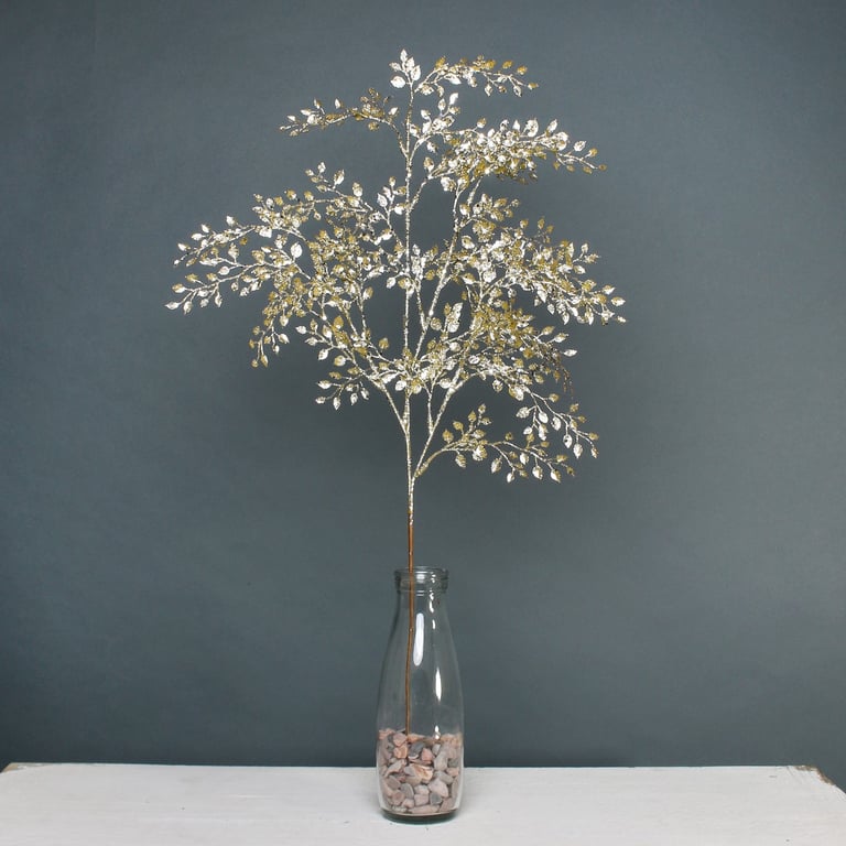 Gold Glitter Mini Leaf Spray - Add Elegant Sparkle to Home Decor & Party Events