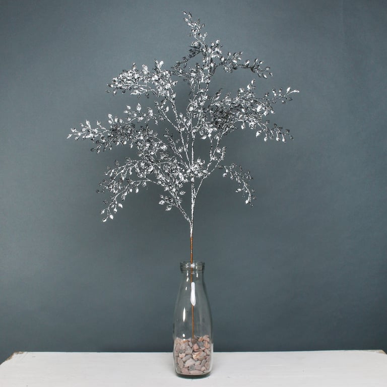 Pewter Glitter Mini Leaf Spray - Add Luxury Shine to Home Decor