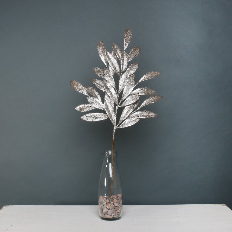 Champagne Glitter Bay Leaf Spray - Elegant Home Fragrance with Sparkling Decorative Scent